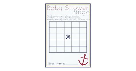 Nautical Baby Shower Bingo Game Card Zazzle