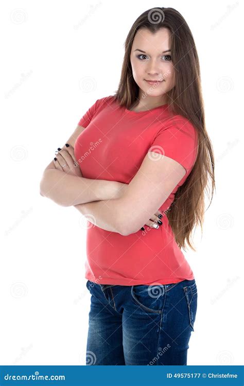 Image Of Teenage Girl With Arms Crossed Stock Image Image Of Happy