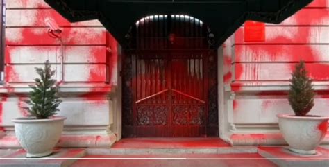 Russian Consulate In New York City Vandalized With Red Spray Paint