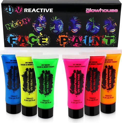 The Glowhouse Uv Neon Face Paint And Body Paint Set Pack Of 6