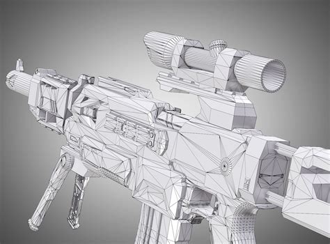 3d Model Scifi Rifle Aaa Fps Pbr Game Ready Weapon Asset Vr Ar Low