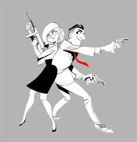 Bonnie And Clyde Character Design Sketches Illustration Design