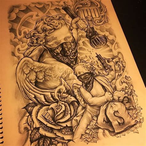 1024x1223 drawings of gangster cartoons cartoon gangster drawing. y.jun_tattoo on Instagram: "Chicano art ️ ....drawing_07 ...