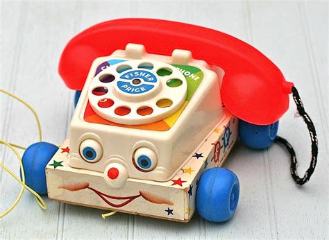 Vintage Fisher Price Chatter Telephone 747 Wood Base 1961