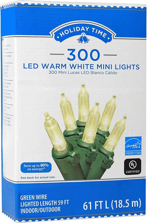 holiday time 300 led string lights warm white mini lights 61 ft long plug in for indoor outdoor