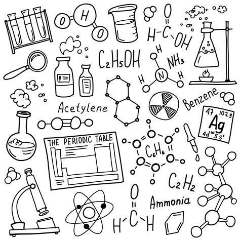 Chemistry Symbols Icon Set Science Subject Doodle Design Education