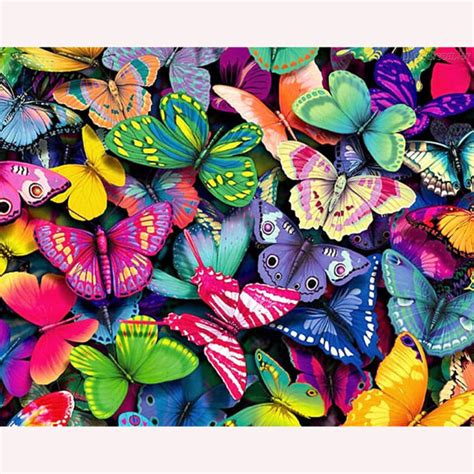 Full Drill Diamond Painting Kit Like Cross Stitch Colourful Butterflies