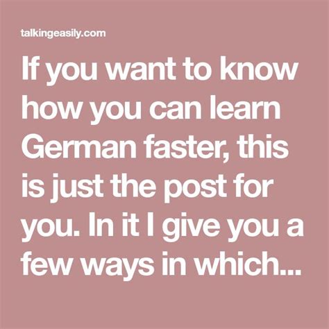 20 Ways How You Can Learn German Faster • Talking Easily Learn German