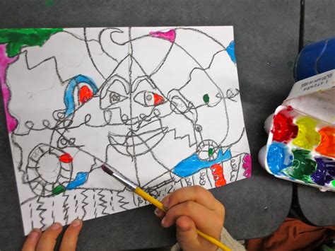 Zilker Elementary Art Class 3rd Grade Picasso Faces Paintings