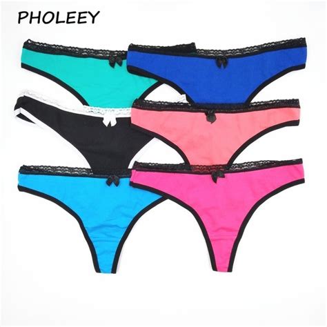 Pholeey 6pcs Color Mixing Mix And Match Women G String Colorful Thongs
