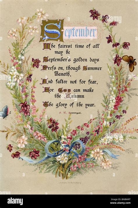 September Gedicht Mit Blumen Und Schmetterlingen Stockfotografie Alamy