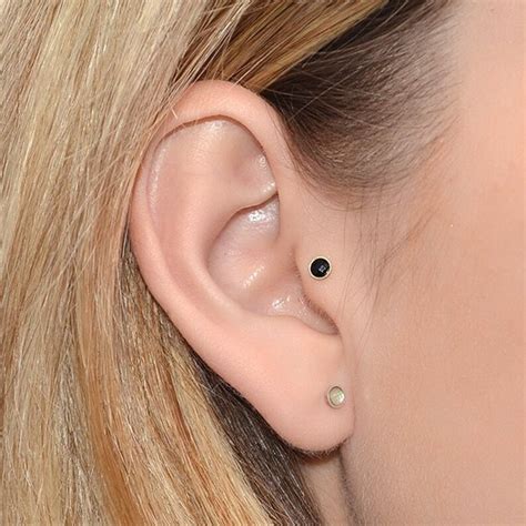 Gold Tragus Stud With 3mm Onyx 16g Nose Stud Helix Stud Etsy