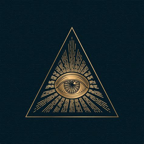 All Seeing Eye Vector Illuminati Symbol In Triangle With Light Ray