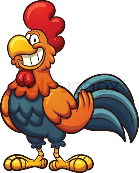 Happy Cartoon Rooster Vector Clip Art Illustration With Simple