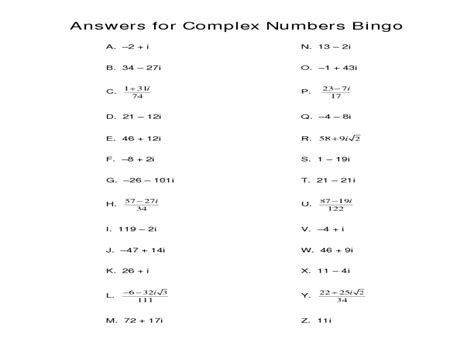 Introduction To Imaginary And Complex Numbers Worksheet