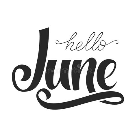 Hello June Lettering Print Vector Text Summer Minimalistic