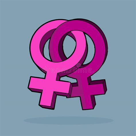 Lebian Cartoon Vector Design Two Symbols Of Female Sex Stock Vector