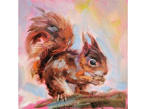 Mini Paintings Animal Paintings Original Paintings Squirrel Painting