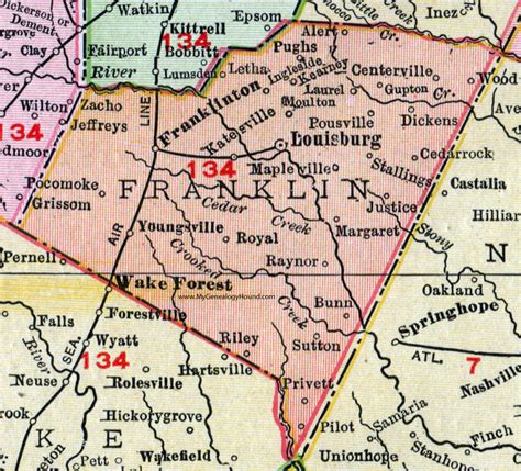 Franklin County North Carolina 1911 Map Rand Mcnally Louisburg