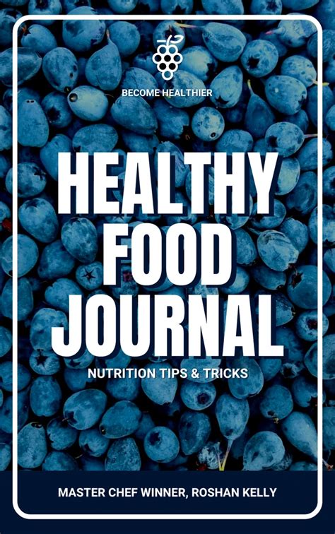 Blue Healthy Nutrition Food Journal Book Cover Venngage