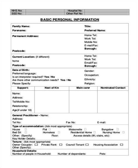 Free 10 Sample Personal Information Forms In Pdf Ms Word Excel