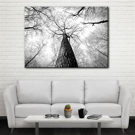 Black And White Trees Forest Wall Picture Artwork Canvas Painting Art
