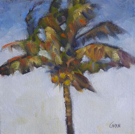 Carmen Beecher Palm Before The Storm 6x6 Oil On Canvas