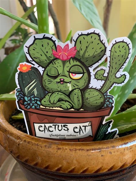 Cactus Cat Fearsome Critters Cryptid Sticker Etsy