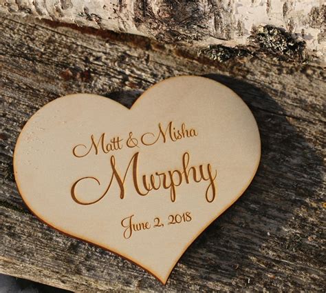 Personalized Wood Couple Heartengraved Wedding Heartlaser Etsy