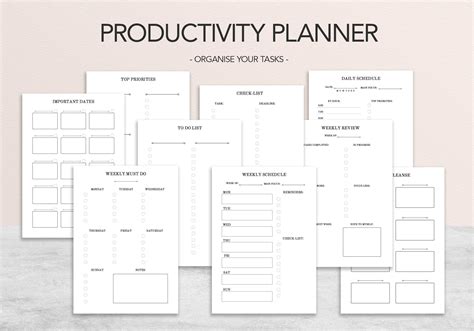 Productivity Planner Bundle Weekly Schedule Daily Planner Etsy