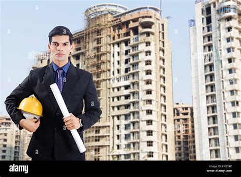 1 Indian Architect Man Construction Site Working Stock Photo Alamy