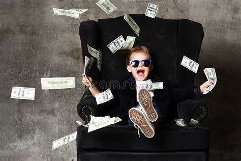Portrait Of Happy Shouting Self Confident Rich Kid Boy Millionaire