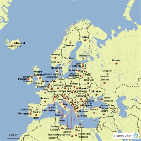 Stepmap European Countries And Capitals Landkarte Für Europe