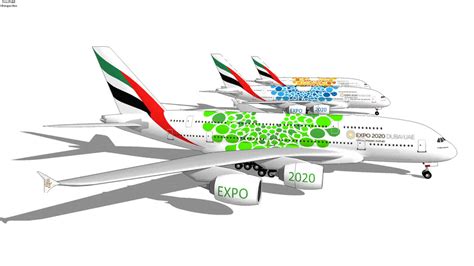 Emirates Airlines Airbus A380 861 3 Plane Set Expo 2020 Liveries
