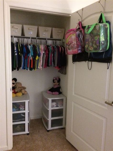 Add shelving to your closet. Organizing a small closet for two kids! | Small kids room ...