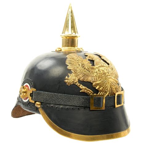 Imperial German Spiked Pickelhaube Helmet Black Leather And Brass