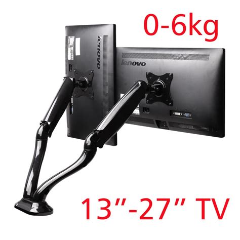 dl ldt09 full motion air press gas strut dual screen table mount 360 rotate 2 monitor desktop