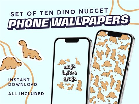 Drawing And Illustration Digital Dinosaur Nuggets With Mustard Phone