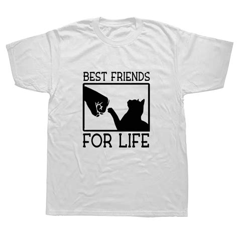 Custom Printed Best Friends For Life Cat Lover T Funny T Shirts Men