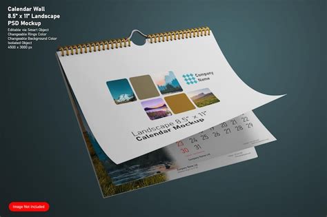 Premium Psd Realistic Landscape Hanging Wire Bound Wall Calendar With