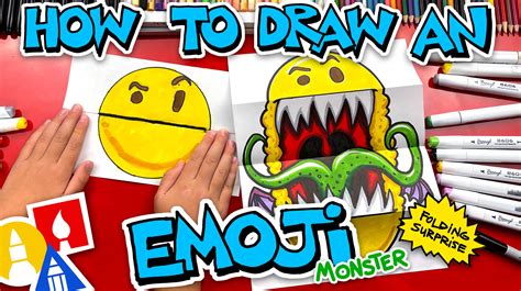 How To Draw An Emoji Monster Folding Surprise Art For Kids Hub