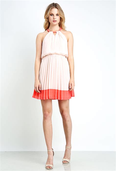 Colorblock Pleated Dress Shop Old Dresses At Papaya Clothing