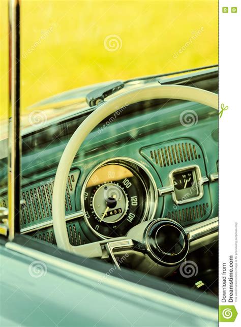 Retro Styled Image Of The Interior Of A Classic Car Stock Image Image