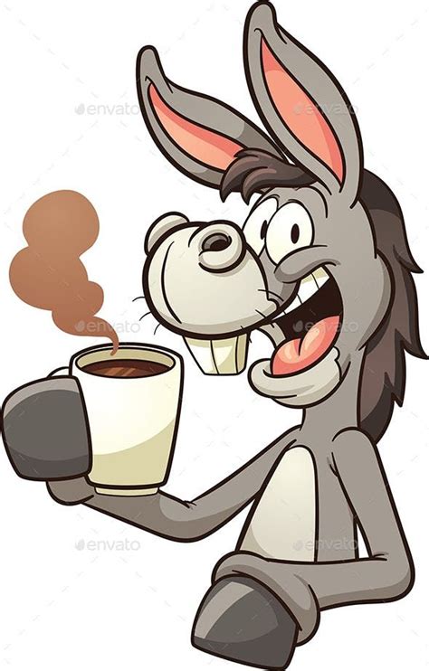 Donkey Drinking Coffee Cartoon Donkey Coffee Cartoon Cartoon Drawings