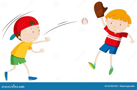 Two Boys Throwing And Catching Ball Stock Illustration Image 62785190