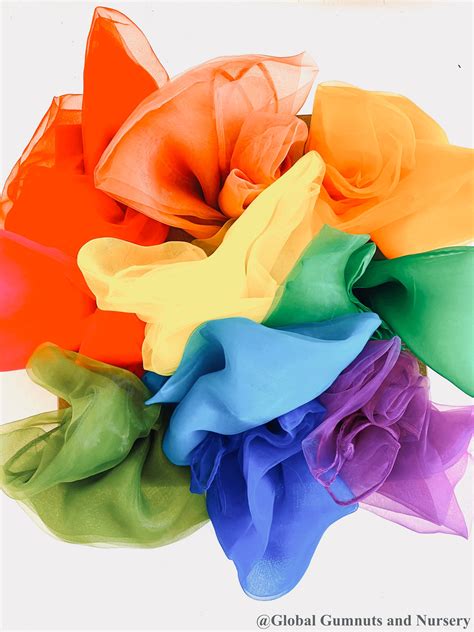 Rainbow Sensory Scarves Play Silks 10 Colour Set Earth Colours Scarf