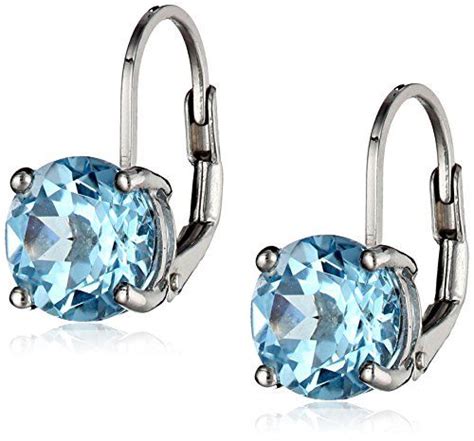 Sterling Silver Round Blue Topaz Leverback Earrings Continue To The