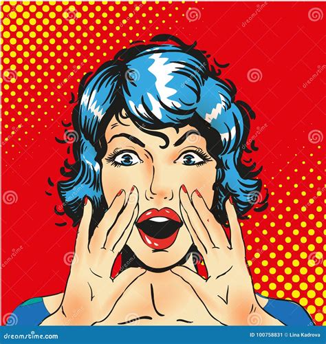 woman screaming announcement vector background stock vector illustration of expression