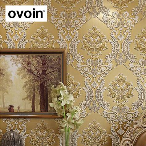 Modern Classic Luxury 3d Embossed Floral Damask Wallpaper Flocked Non