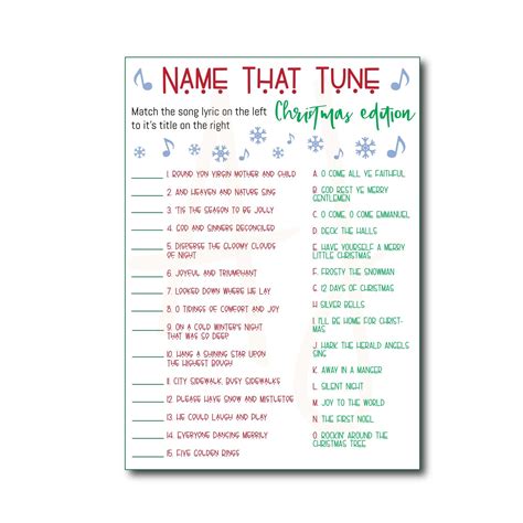 Free Printable Name That Christmas Song Game All Is The Third Create